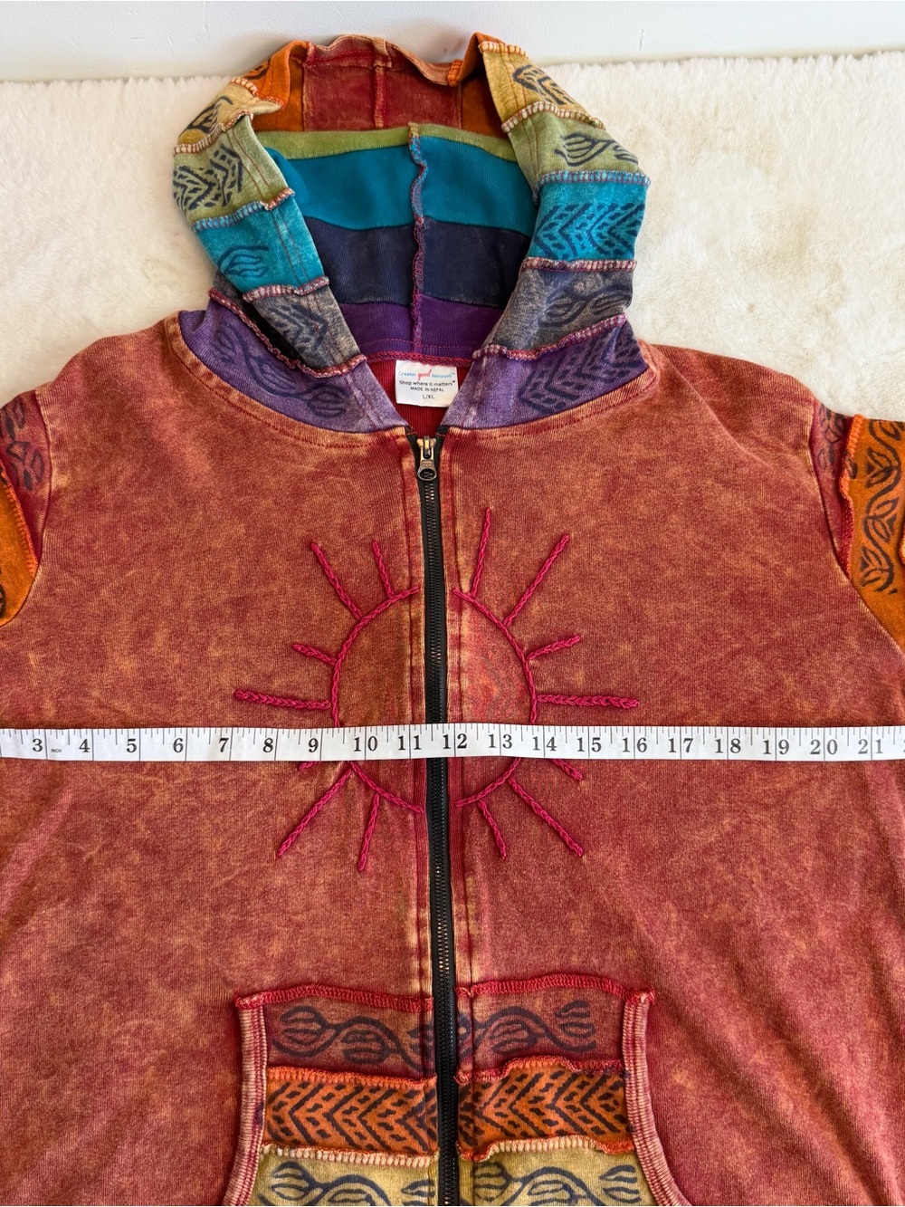 The Greater Good Sunshine Daydream Rainbow Full Zip Hoodie Women’s L - Picture 14 of 15